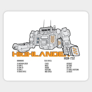 Mechwarrior Highlander HGN-732 (light) Sticker